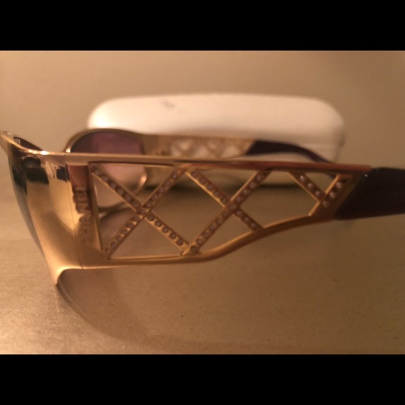 SOLD Chanel Sunglasses Metal Frame w/ Crystals - Picture 7 of 8